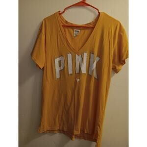 Victorias secret pink womens size small v neck short sleeve bleached shirt